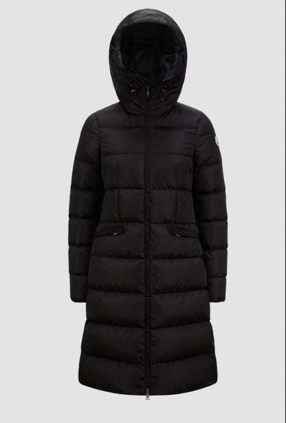 MONCLER DONNA NERO LUNGO  CON CAPPUCCIO