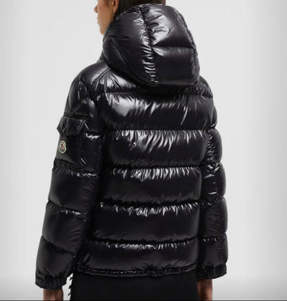 MONCLER DONNA NERO LUCIDO CON CAPPUCCIO