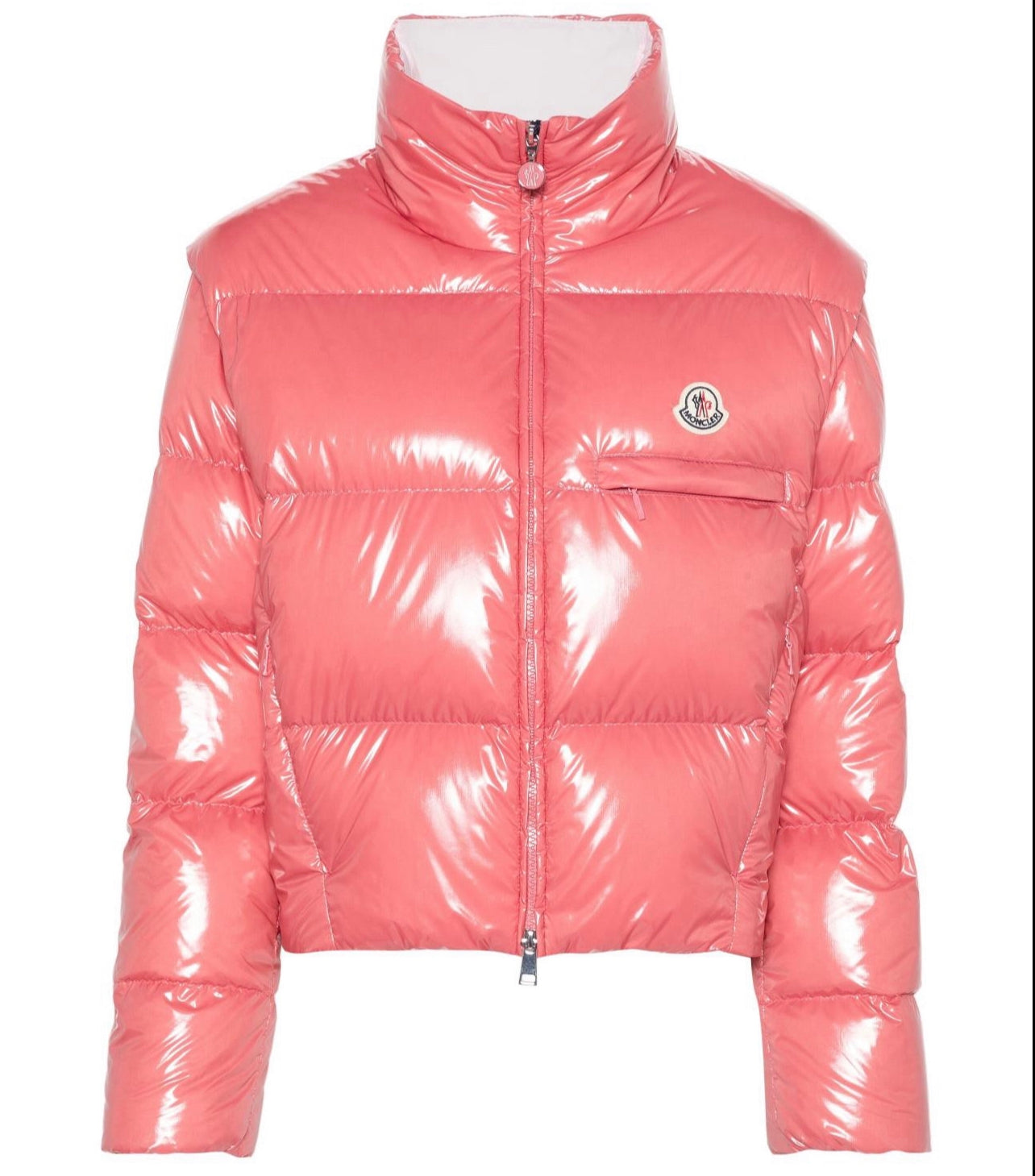 MONCLER DONNA CORTO ROSA LUCIDO LOGO PETTO