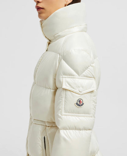 MONCLER DONNA BIANCO LUNGO  CON CAPPUCCIO