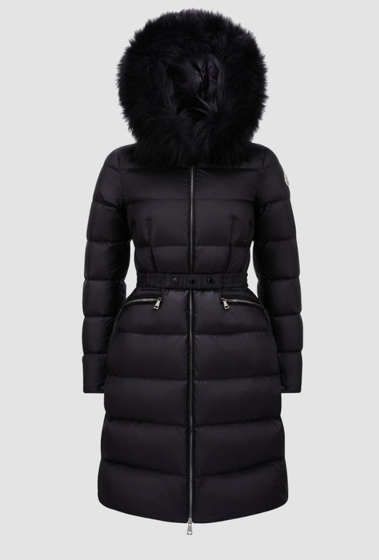 MONCLER DONNA NERO LUNGO  CON PELLICCIA