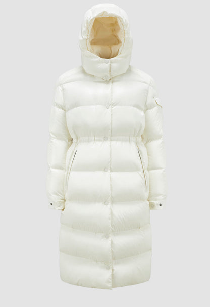 MONCLER DONNA BIANCO LUNGO  CON CAPPUCCIO