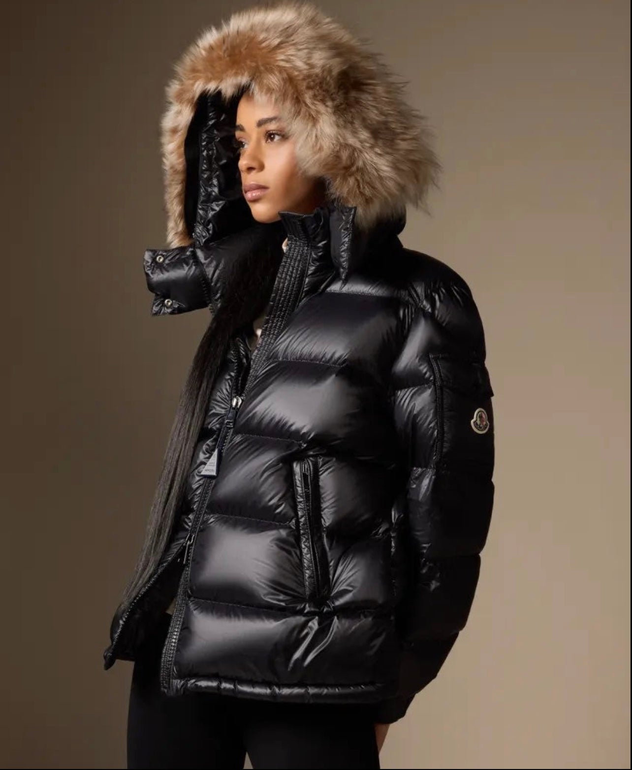 MONCLER DONNA NERO  PELLICCIA