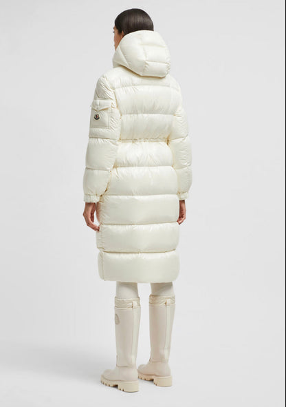 MONCLER DONNA BIANCO LUNGO  CON CAPPUCCIO